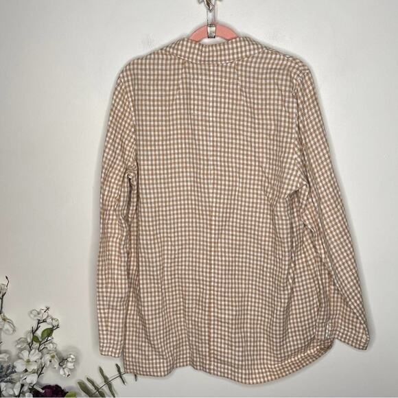 MADEWELL Linen Dorset Blazer in Gingham Check Tan White Neutral {3E25} - Picture 6 of 9